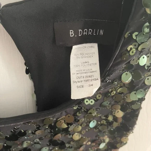 B. Darlin Black with Green Sequin Dress - Picture 4 of 6